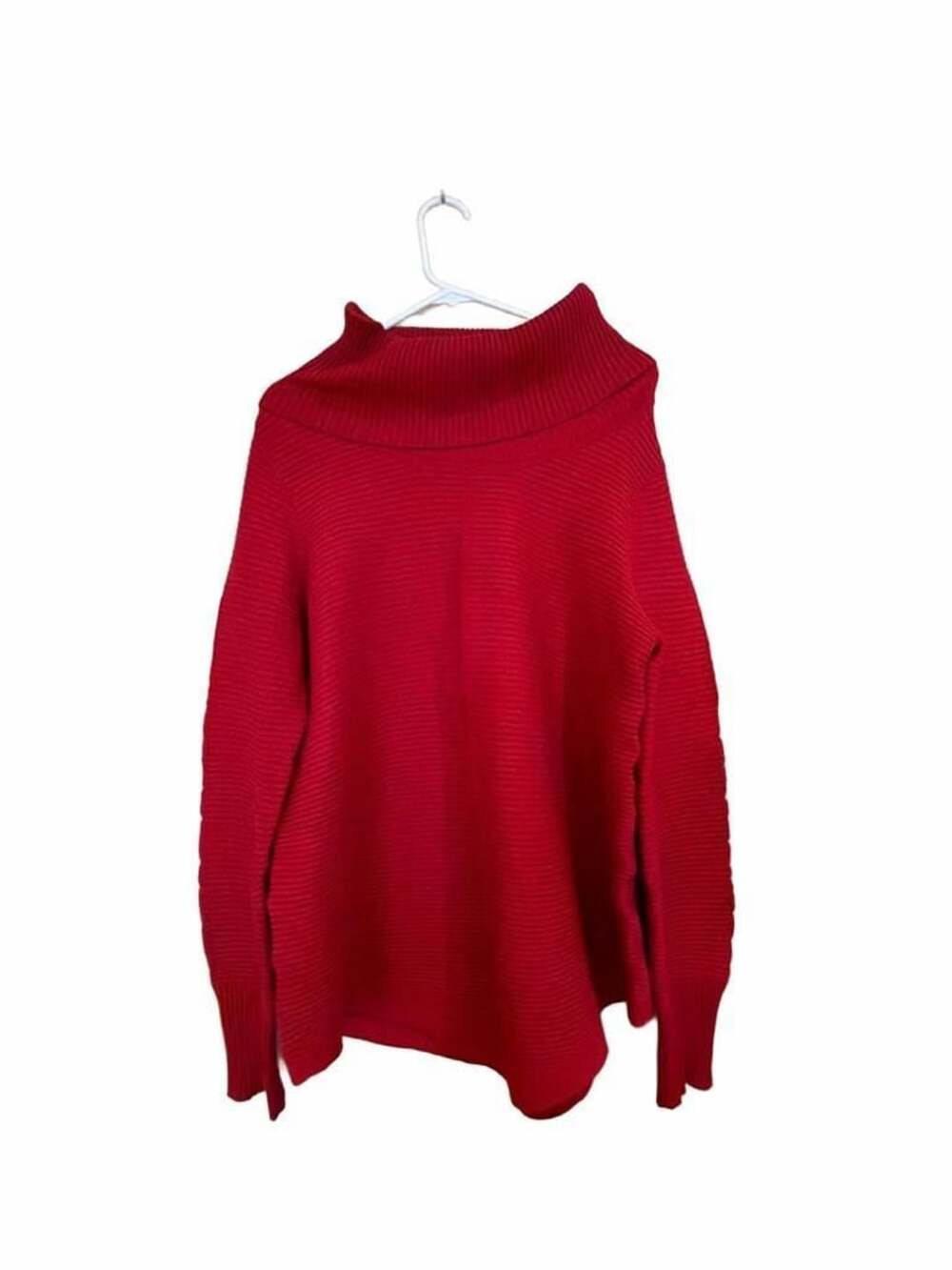 Cyrus Cowl Neck Sweater Size L Red Ribbed Knit Pullover